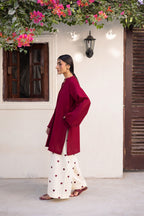 Playful Hearts – Solid Kurta with Printed Trousers