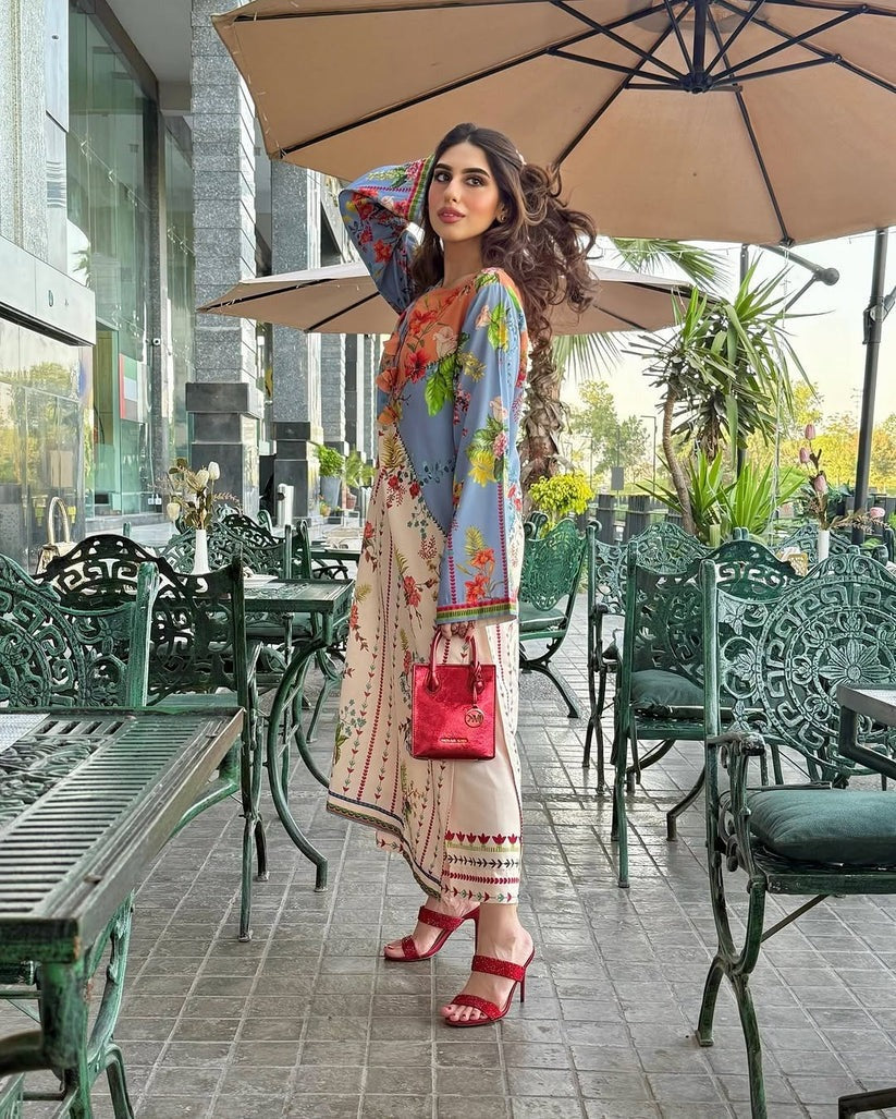 Sunset Bloom Cord Set – Digital Printed 2-Piece Dress