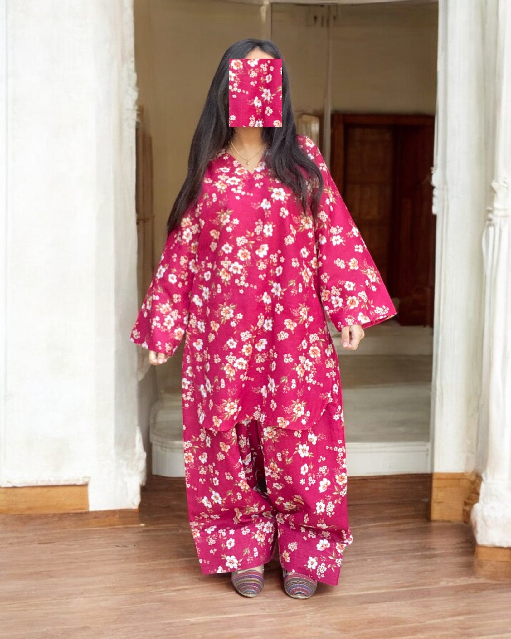 Farshi Shalwar – Digital Printed 2-Piece Khaddar Dress (Stitched) 001