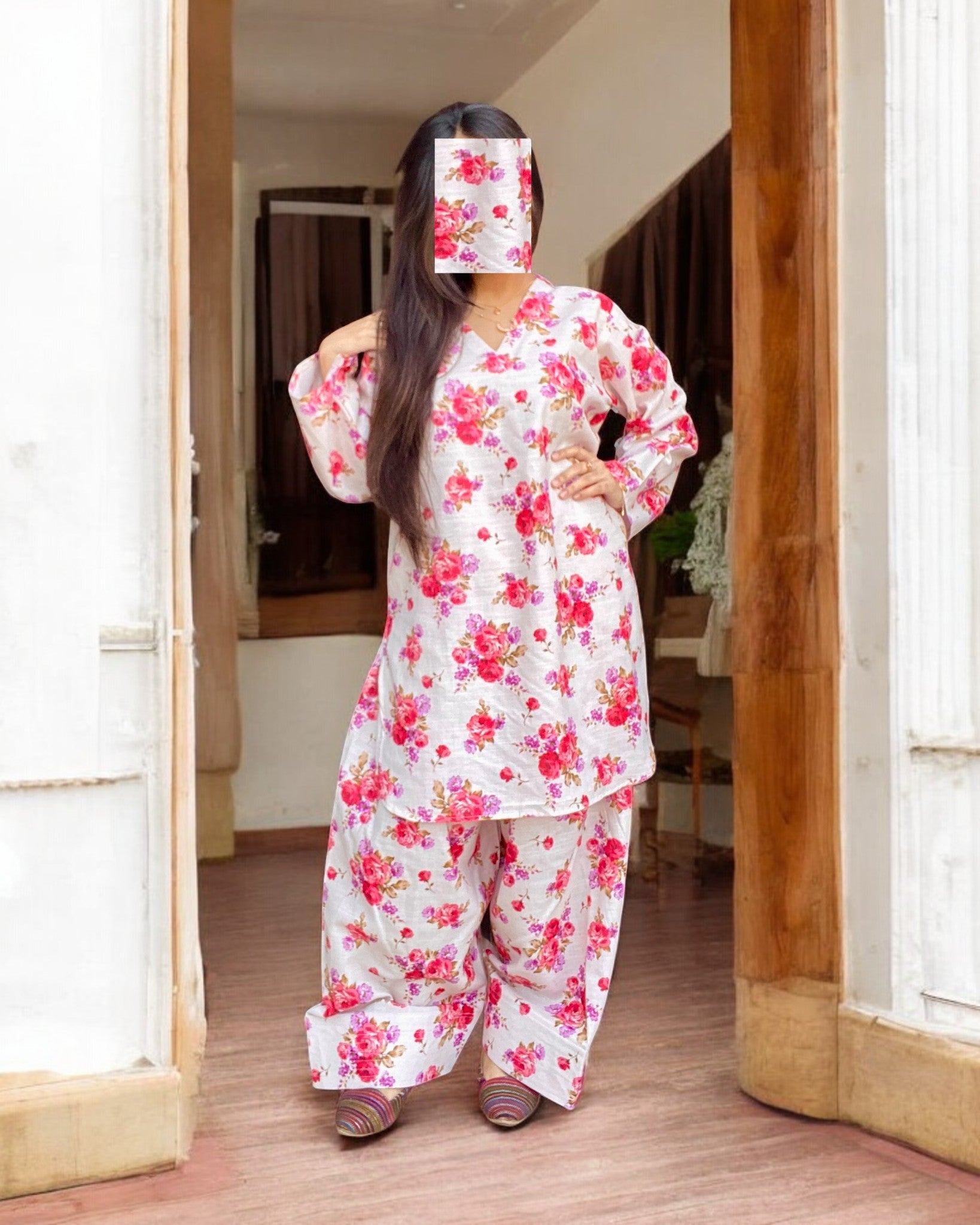 Farshi Shalwar – Digital Printed 2-Piece Khaddar Dress (Stitched) 002