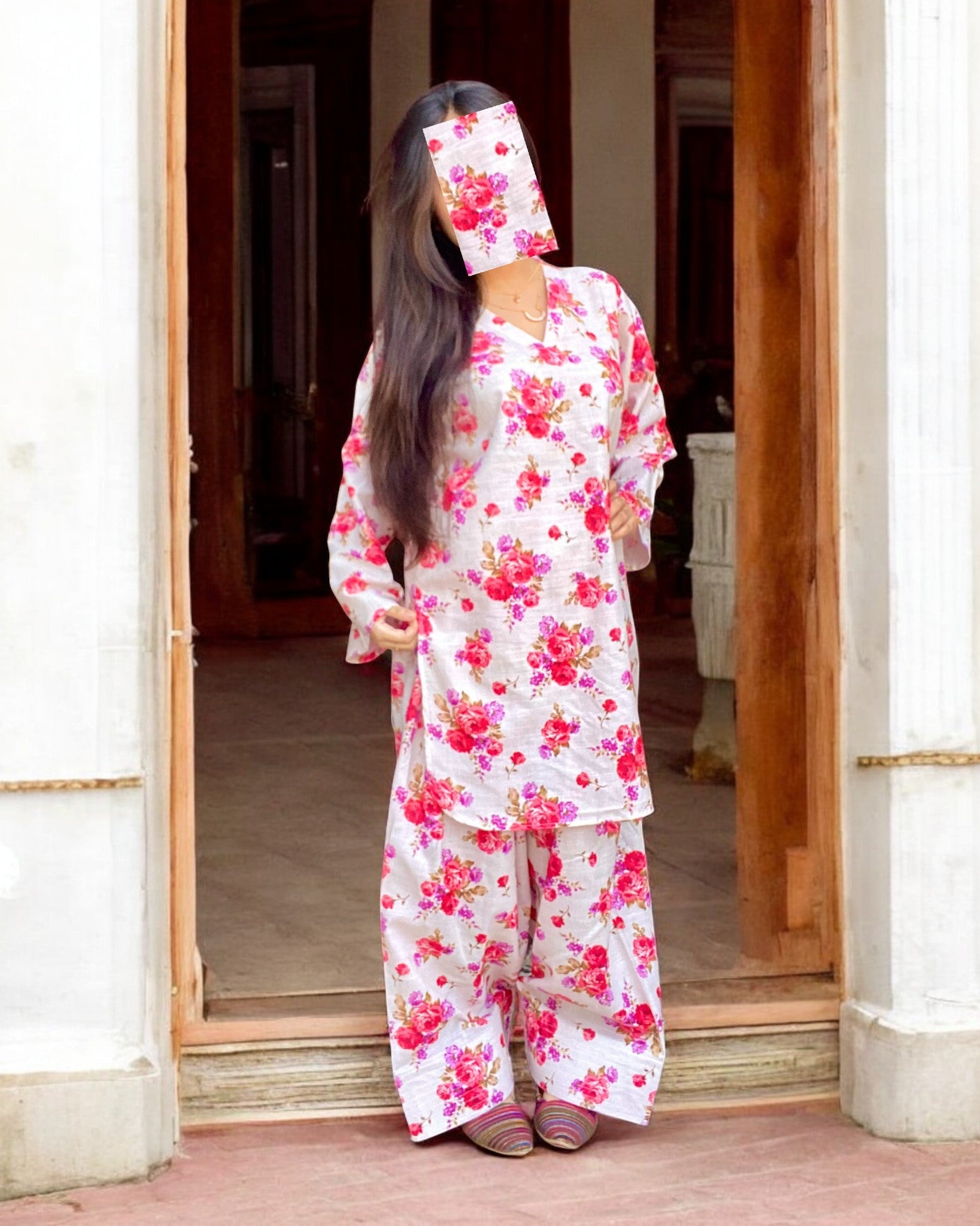 Farshi Shalwar – Digital Printed 2-Piece Khaddar Dress (Stitched) 002