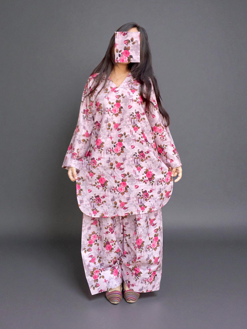 Farshi Shalwar – Digital Printed 2-Piece Khaddar Dress (Stitched) 005