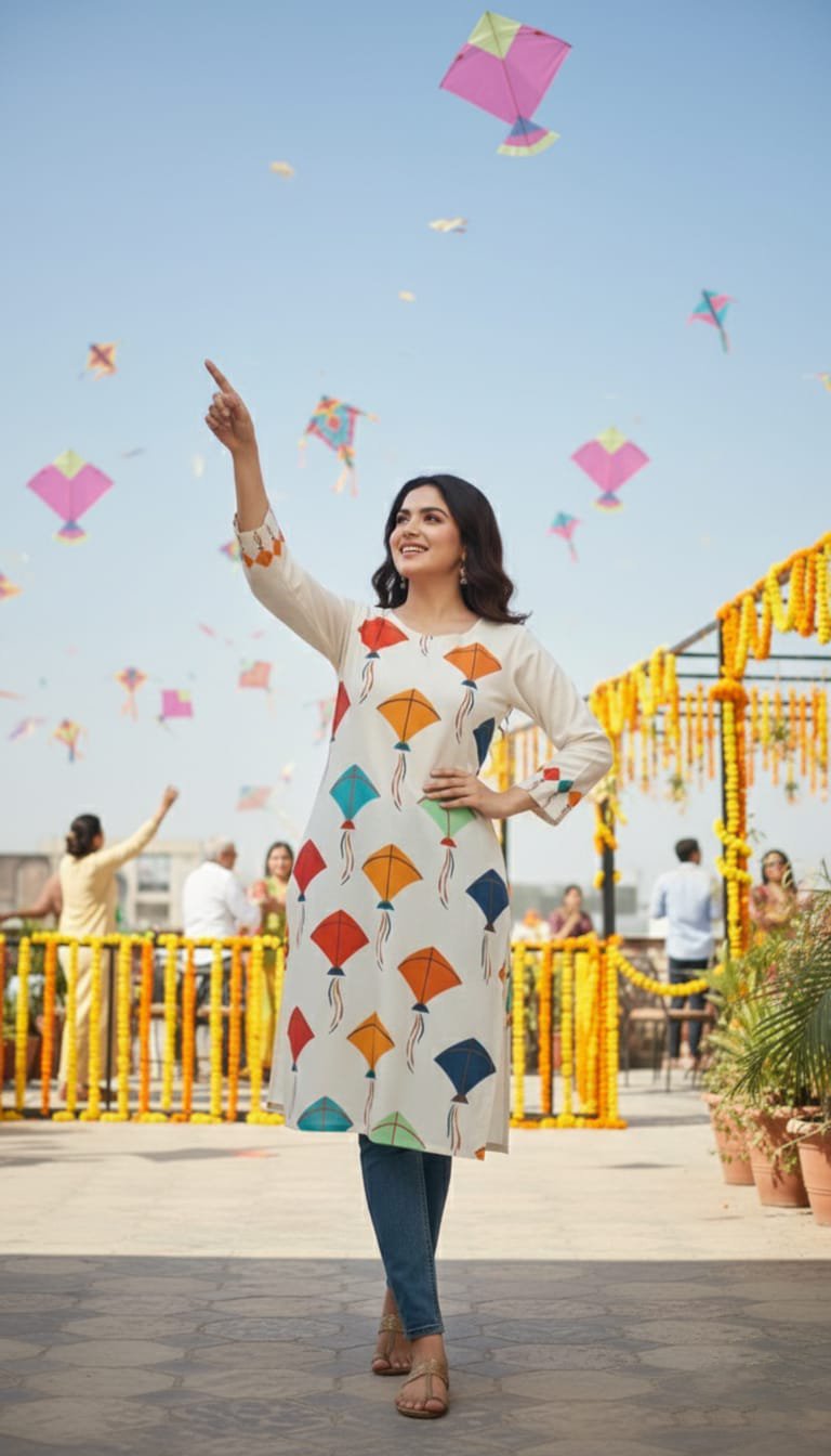 Basant Bloom – Printed Kurti (Stitched)