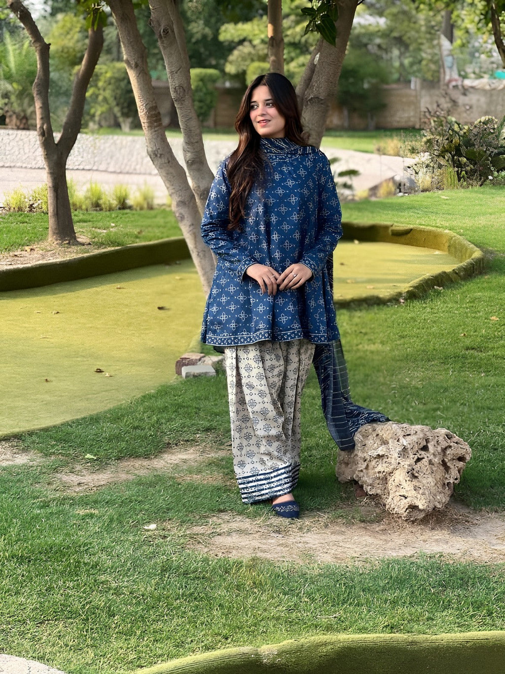 BERRY BLOOM – Digital Printed 3-Piece Short Frock Set