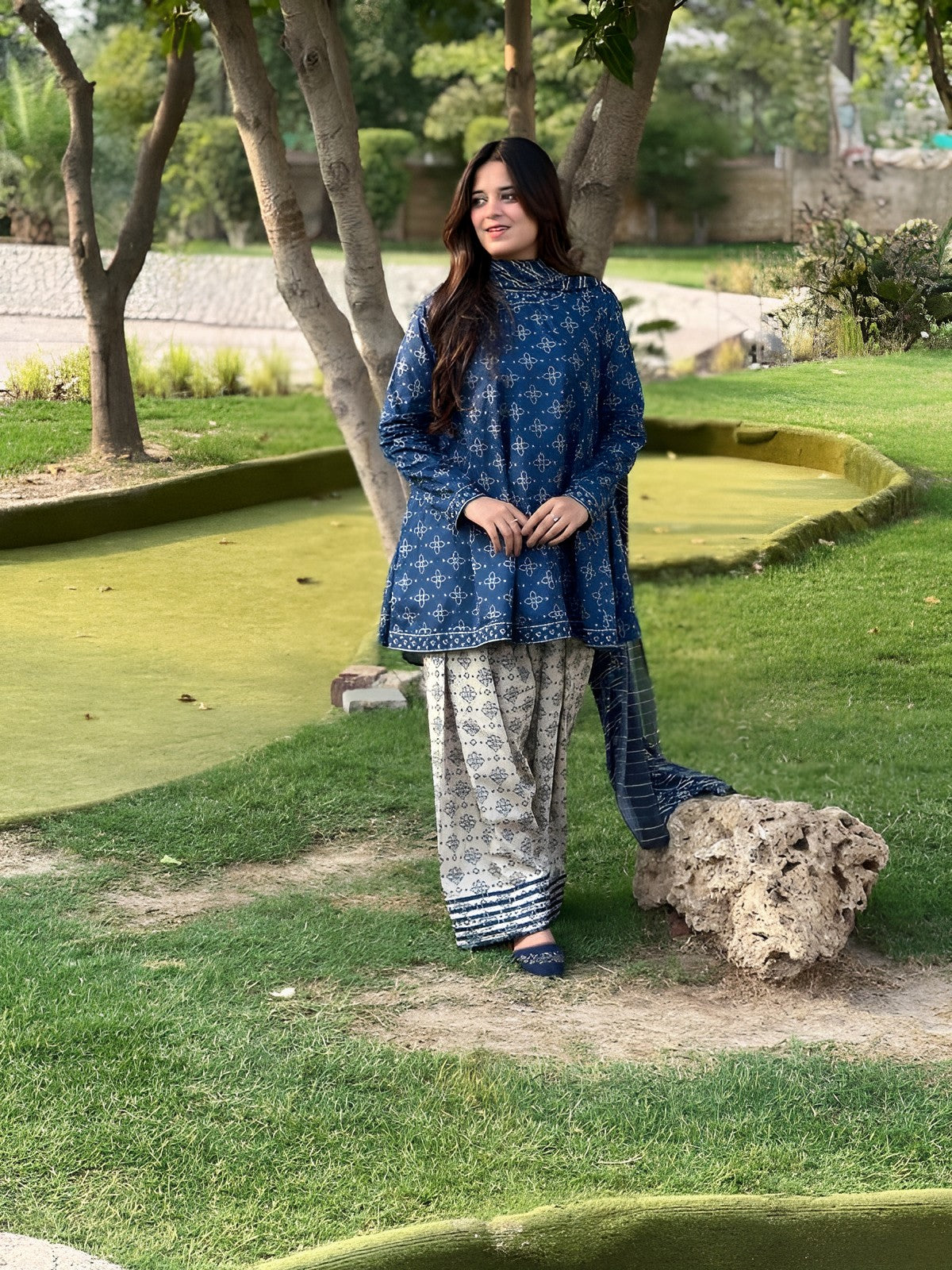 BERRY BLOOM – Digital Printed 3-Piece Short Frock Set