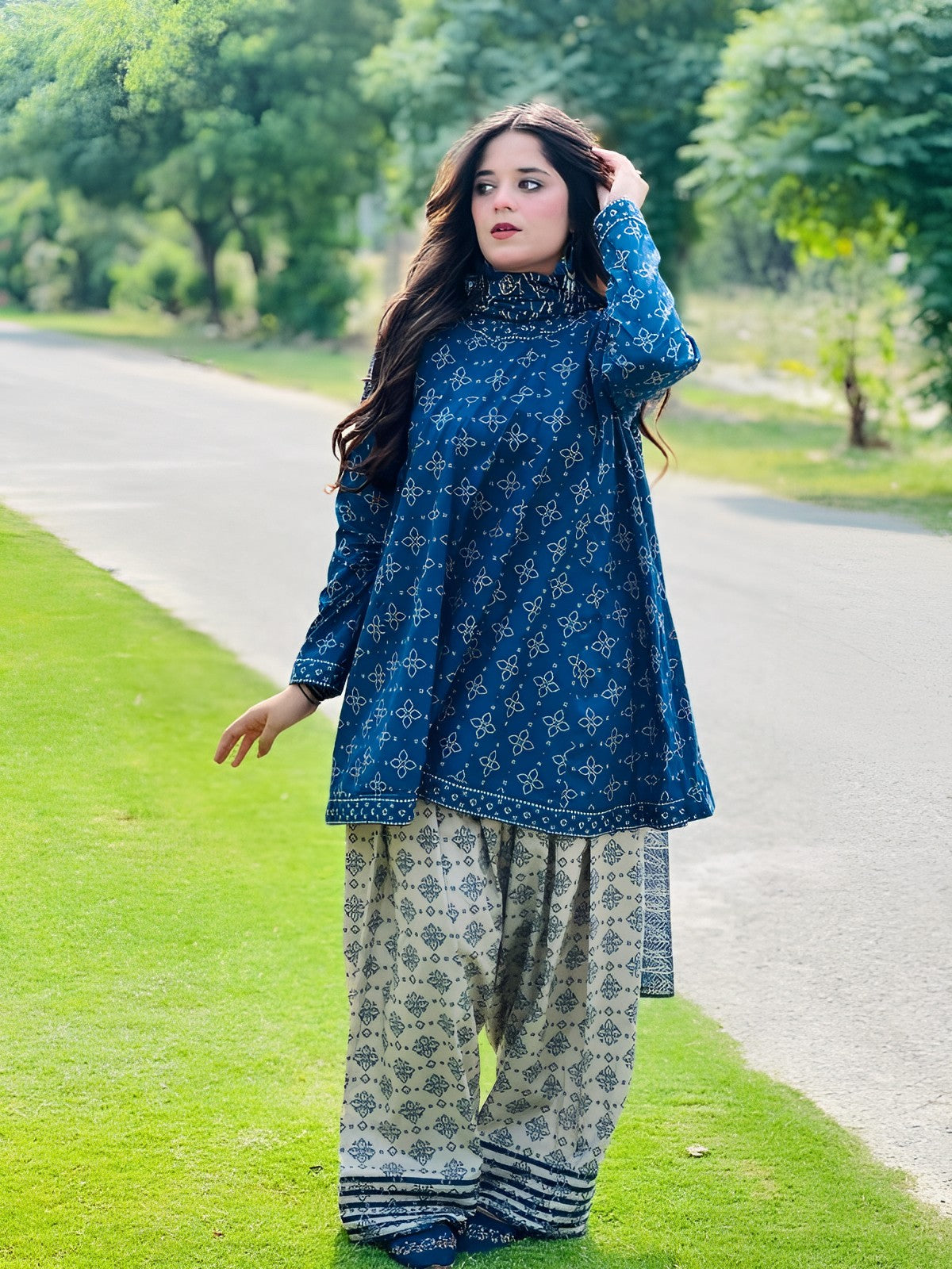 BERRY BLOOM – Digital Printed 3-Piece Short Frock Set